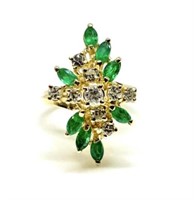 14K Ladies' Ring with Diamonds & Emeralds.