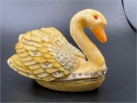 2-Inch Jeweled Pewter Swan Trinket Box