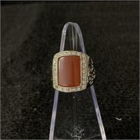 Large Red Stone Silver Ring