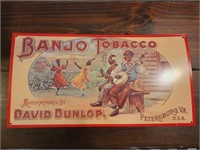 17x9 Banjo Tobacco tin sign black Americana