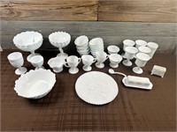 Large Lot Of Milkglass 33 Pieces