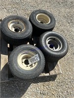 (4) ASSORTED TIRES/RIMS, ONE MONEY, 18X9.50-8,