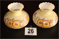 Pair Hand Painted Lamp Shades 6.75" Base