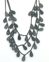 JOAN RIVERS 3 Strand Faceted Grey Beaded Necklace