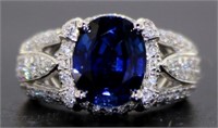 14kt Gold Oval 5.20 ct Sapphire & Diamond Ring