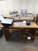 Pressed board desk with contents as shown
