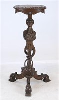 1930s Carved Walnut Figural Table / Stand