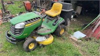 John Deere D130 Riding Lawn Mower c/w Bagger O/S