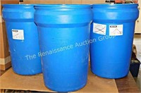 3 30 Gallon Poly Drum Containers w/ Lids