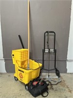 Rubbermaid Bucket with Mop Tools & Roller