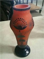 Orange and blue glass vase