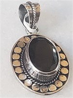 New Sterling Silver Black Spinel Pendant