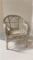 Wicker doll chair measuring overall 11 1/2