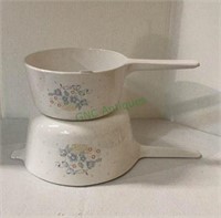 Two piece set Corning Ware with basket and flower