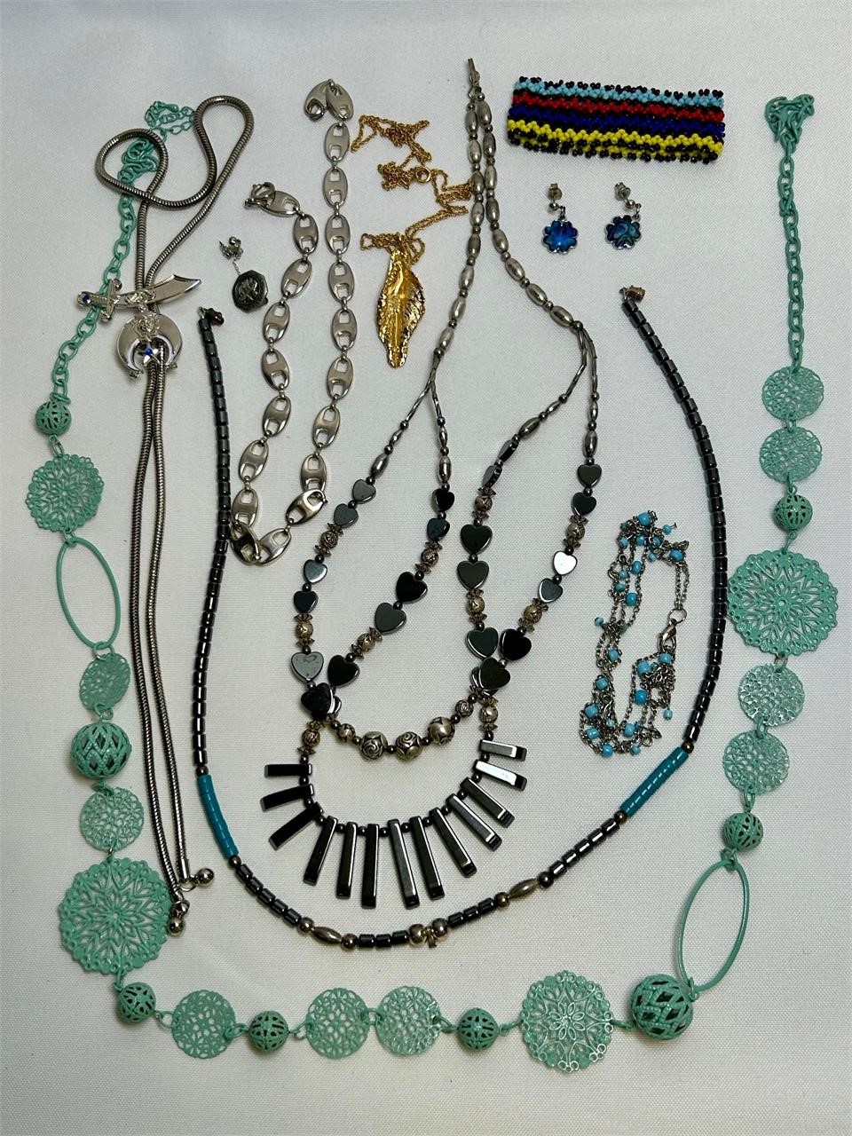 Shriners Bolo Tie, 5 Necklaces, Bracelet ++