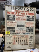 35" TALL NICELY FRAMED 1922 POSEY & CO CALENDAR