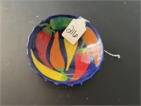 Vtg Handpainted Clay Trinket Dish