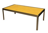 FRENCH MODERN PATINATED & GILT METAL COFFEE TABLE