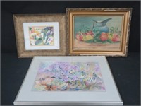 2 FRAMED SIGNED WATERCOLOURS, OIL ON BOARD SIGNED
