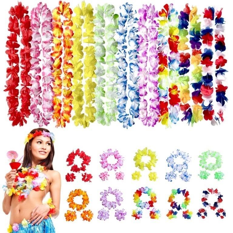 DOKLY 40pcs Hawaiian Leis Set, Hawaii Flower Lei N