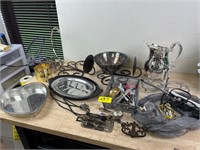 Lot of Metal items with tote