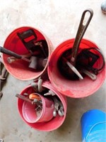 3-plastic buckets of tools