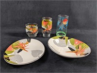 Lot Of Floral And Beach Sango Brand Drinking Glass