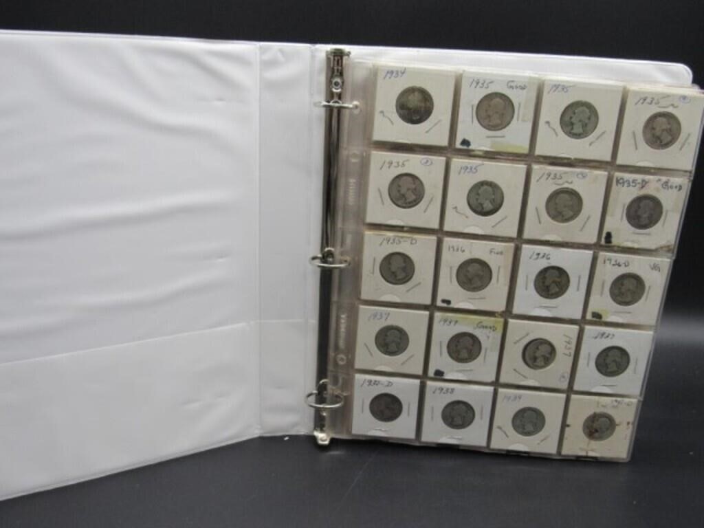 ALBUM WITH WASHINGTON QTRS & PRESIDENTIAL COINS: