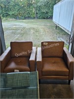 2 leather accent chairs (lobby)