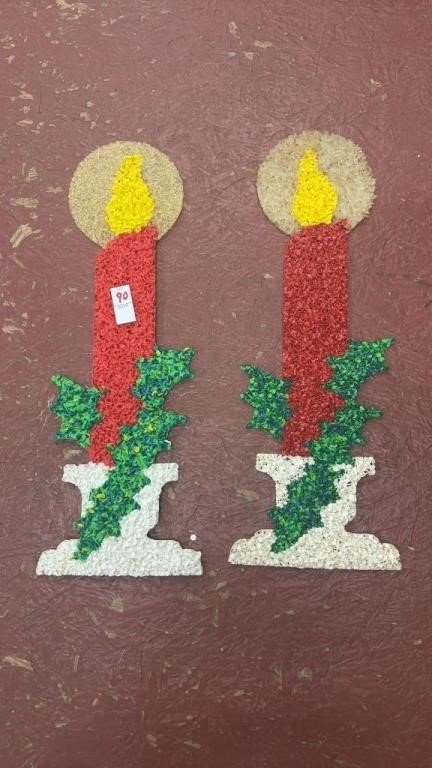 Pair of 6 Inch Noel Candle Popcorn Decorations