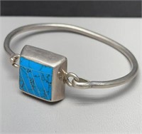 Mexican Sterling Silver Turquoise inlay bracelet