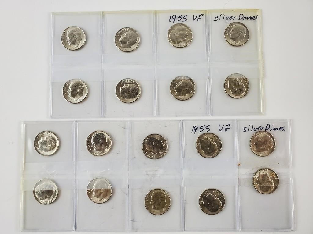 16ct 1955 Roosevelt Silver Dimes