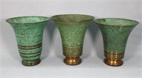 (3) Carl Sorensen Verdigris Bronze Vases