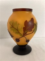 Galle Cameo Style Oak Leaf Vase