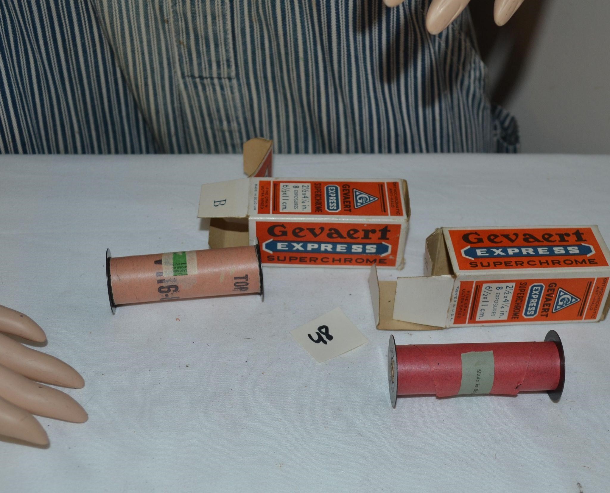 vtg Gevaert Film Boxes with empty film rolls