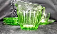 Green Hazel Atlus Ribbon Side Plates, Creamer, Cup