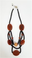 Carnelian & Black Onyx Triple-Strand Necklace