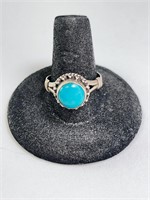 Vintage Sterling Turquoise Ring 9 Grams Size 10