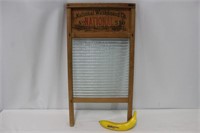 Vintage National Wood & Glass Washboard