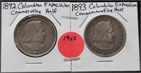 2X BID - 1892, 1893 COLUMBIAN EXPO HALVES