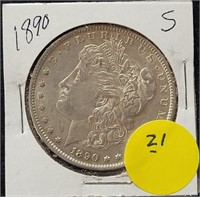 1890-S MORGAN SILVER DOLLAR