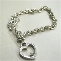 Sterling .925 Marked Heart Bracelet