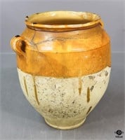 Antique French Glazed Pottery Confit Pot