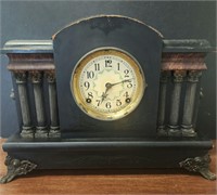 Antique Sessions  Columns black Mantle Clock 8 Day