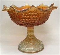 Northwood Carnival Glass Grape Footed Compote