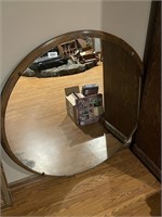 Round Wood Framed Dresser Mirror
