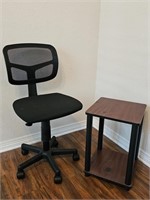Rolling Office Chair & Laminate Side Table