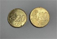 20 Cent & 50 Cent Euro Coins 1999 & 2002