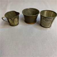 Antique Civil War Era Miniature Bucket Lot of 3