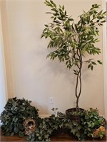 Faux Greenery & Faux Ficus Plant